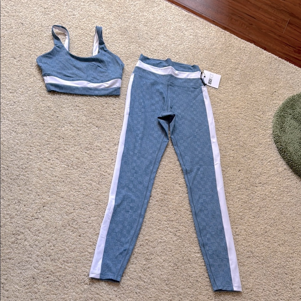 NWT Beach Riot Blue and White Activewear Set
